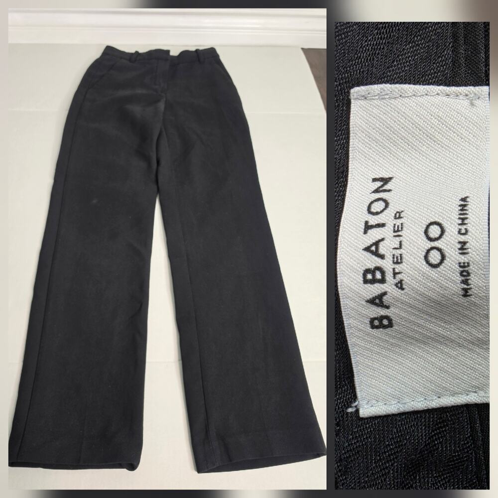 Aritzia Babaton Atelier Black Trouser Pants Sz 00 High Waisted Office Siren